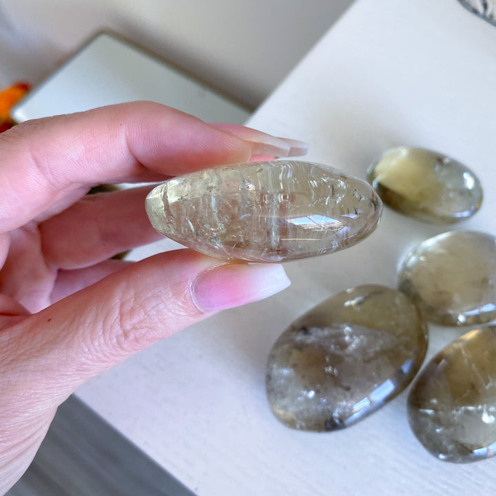 Natural Citrine Palm Stone - Choose Your Size