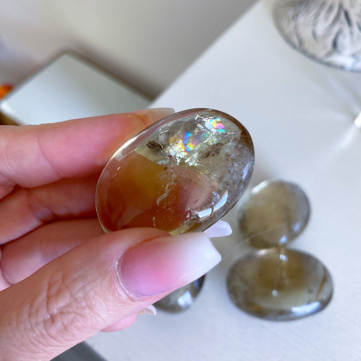 Natural Citrine Palm Stone - Choose Your Size