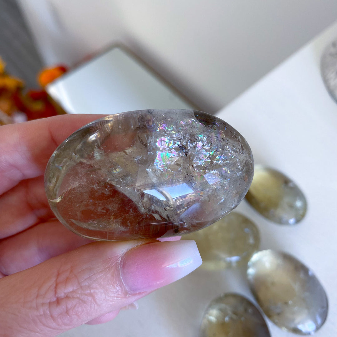 Natural Citrine Palm Stone - Choose Your Size