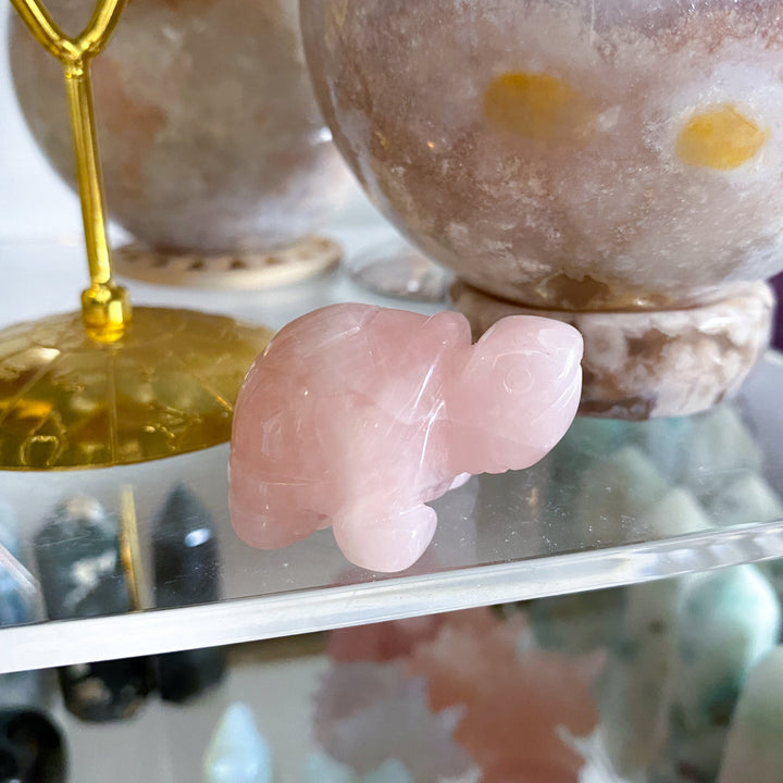 Rose Quartz Turtle Carving