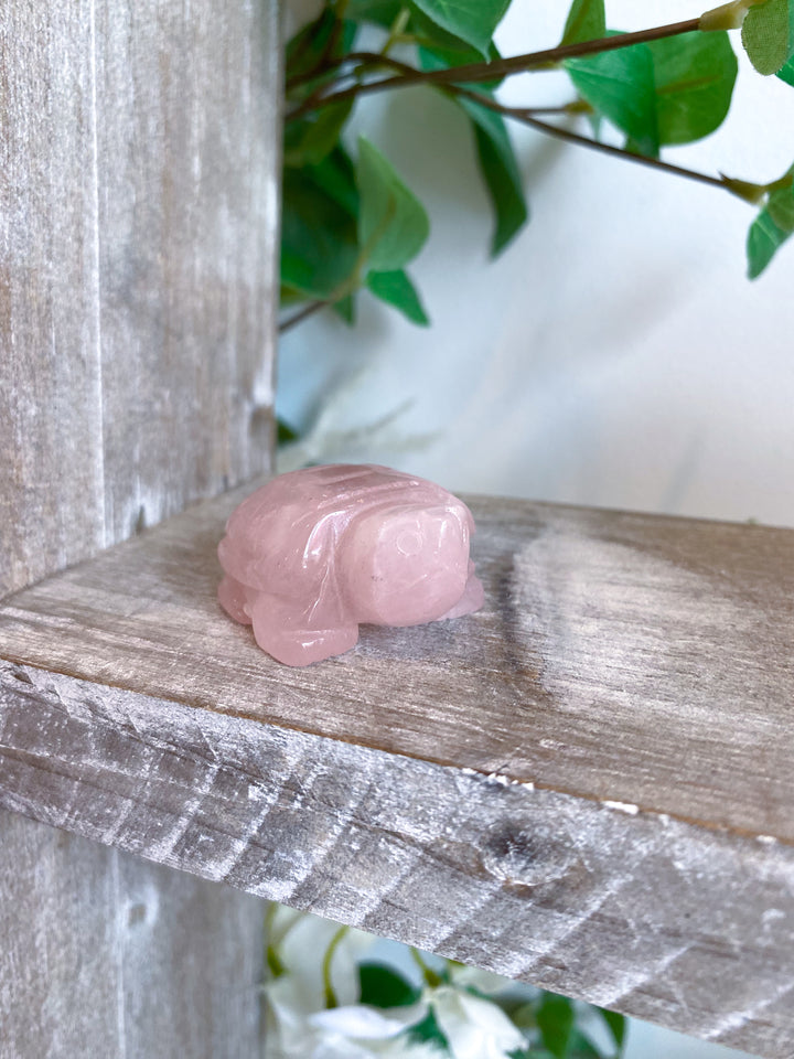 Rose Quartz Turtle Carving
