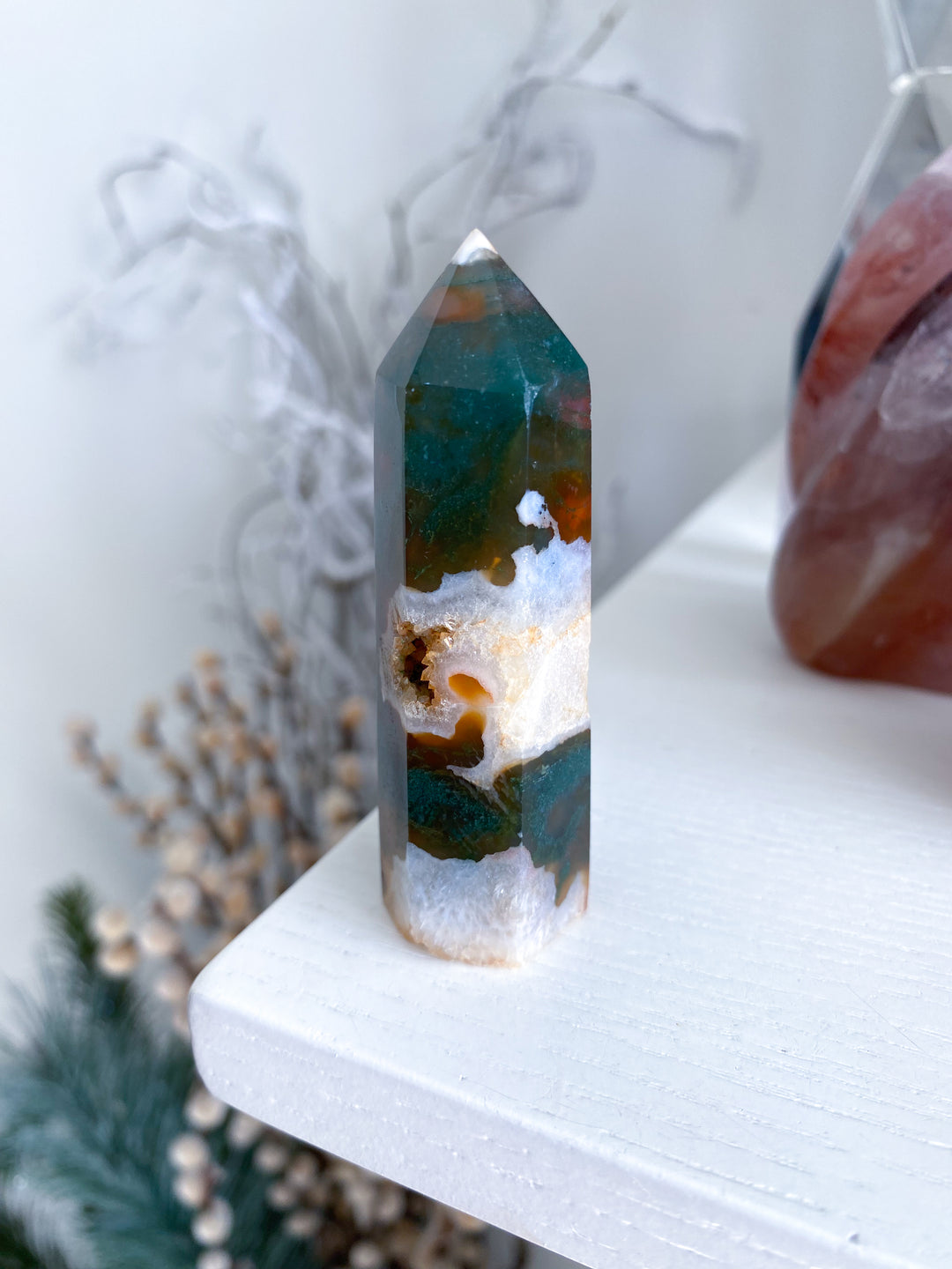 Carnelian & Moss Agate Tower #6
