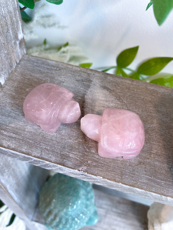 Rose Quartz Turtle Carving