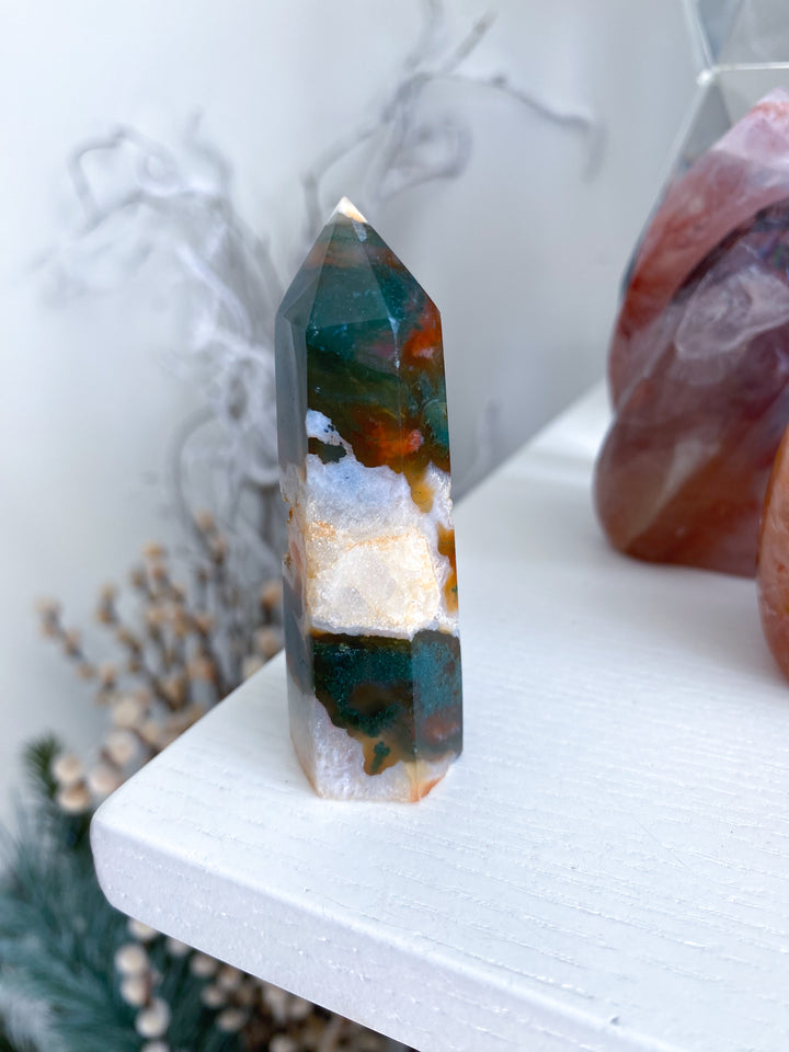 Carnelian & Moss Agate Tower #6