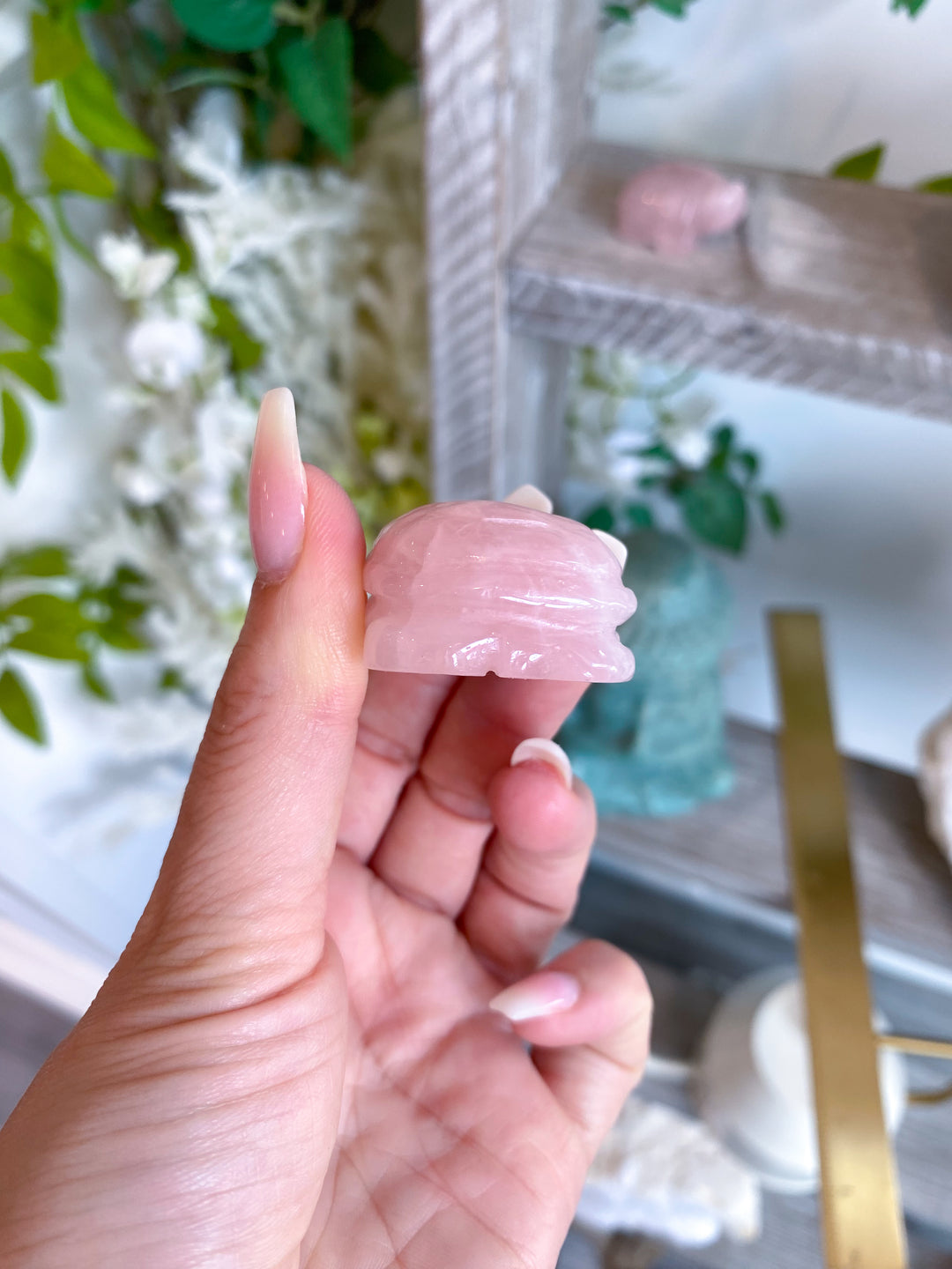Rose Quartz Turtle Carving