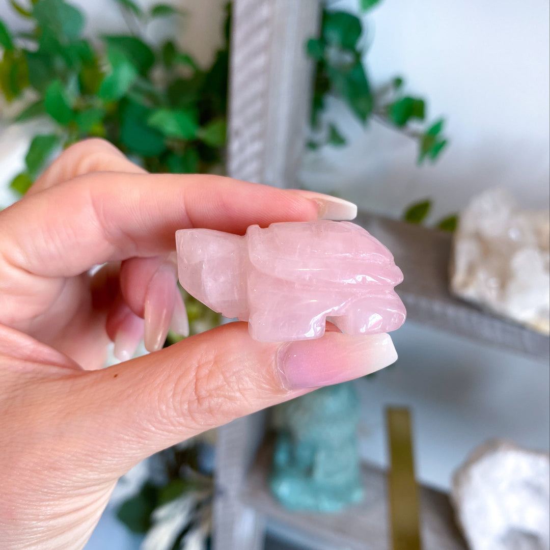 Rose Quartz Turtle Carving