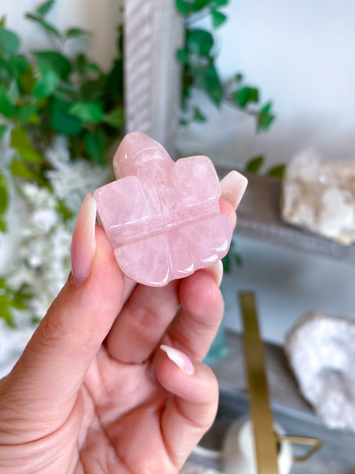 Rose Quartz Turtle Carving