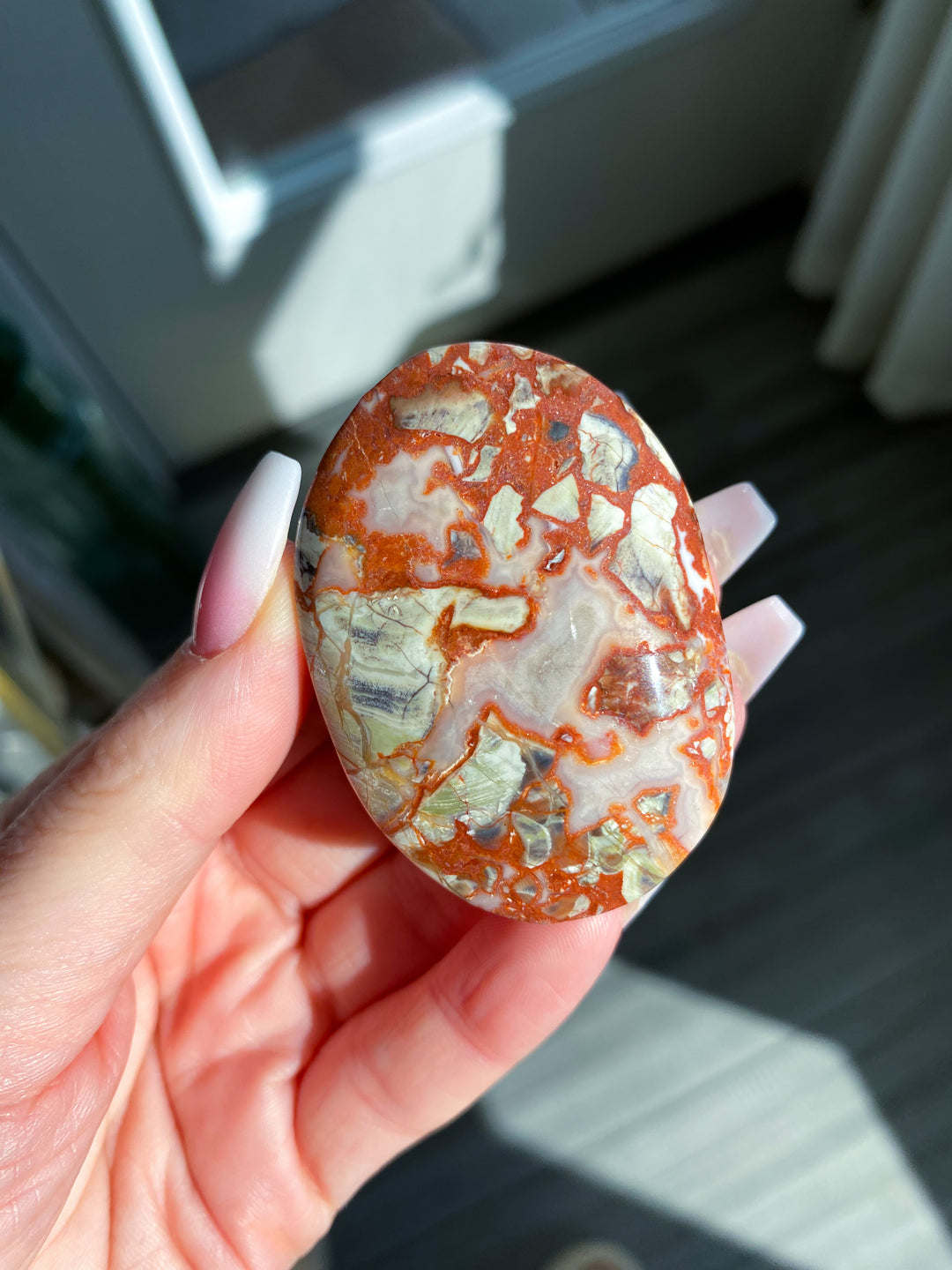 Money Agate Indonesian Bloodstone Palm Stone #1