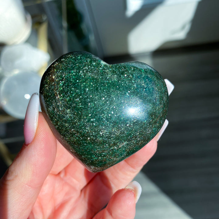 Green Aventurine Heart Carving w/ Mica #1