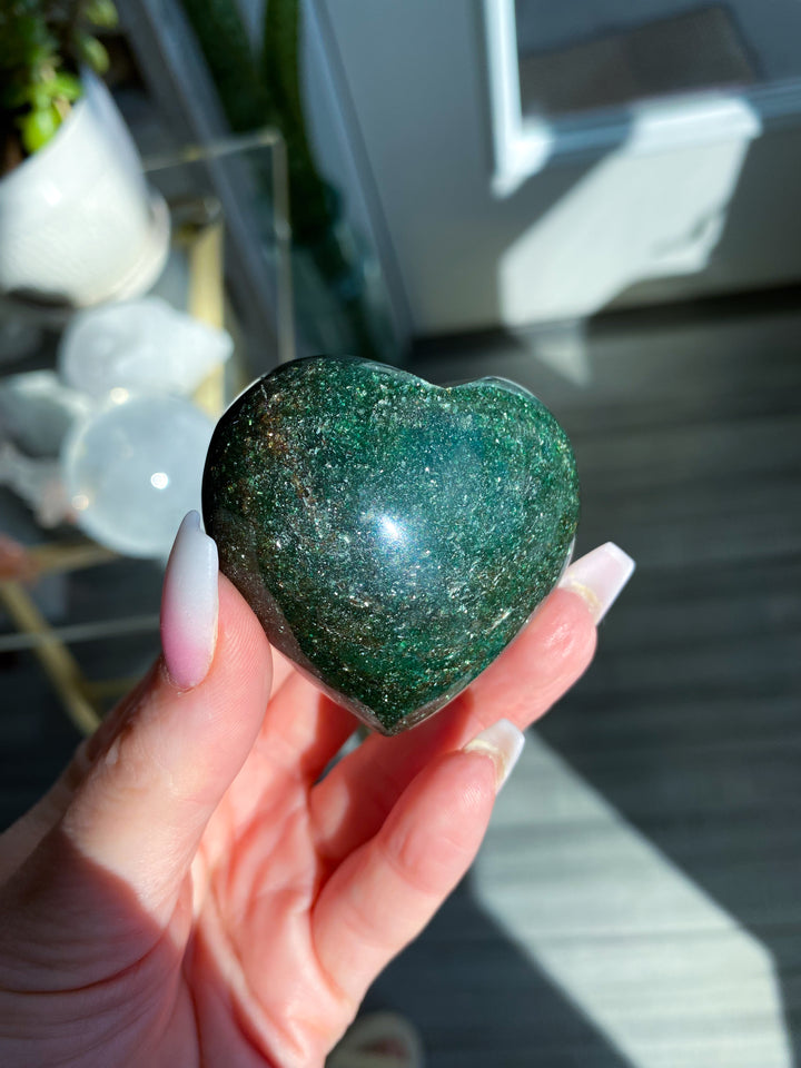 Green Aventurine Heart Carving w/ Mica #1