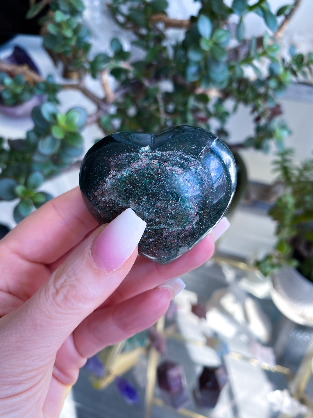 Green Aventurine Heart Carving w/ Mica #1