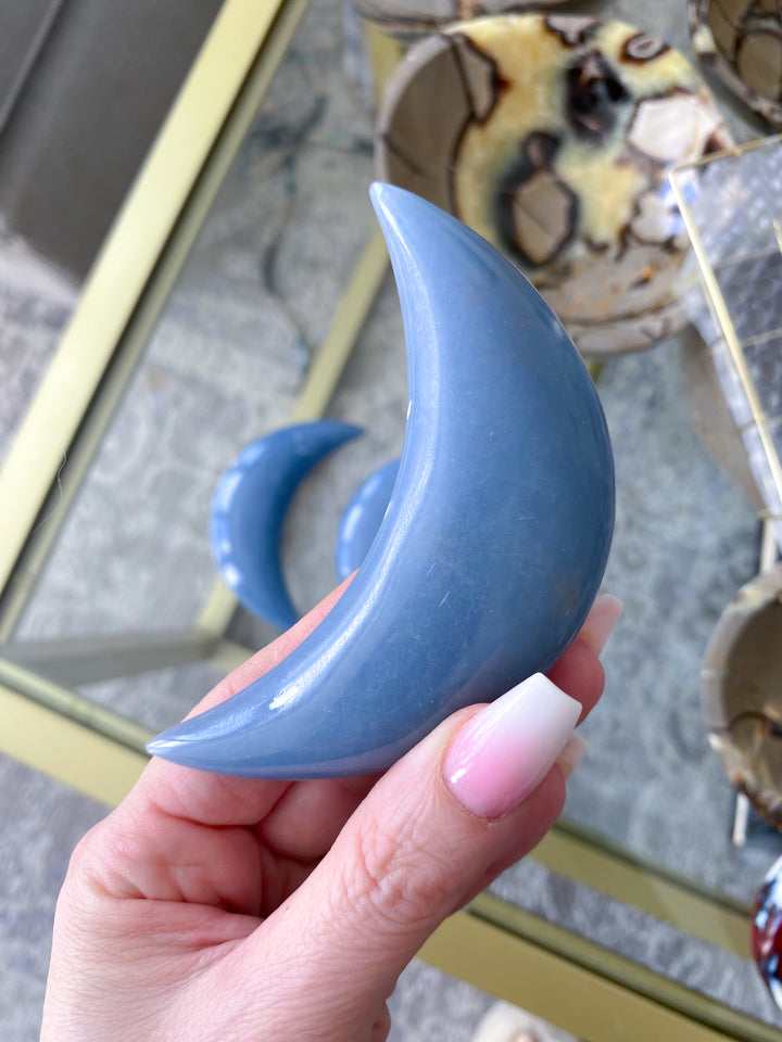 Angelite Moon Carving