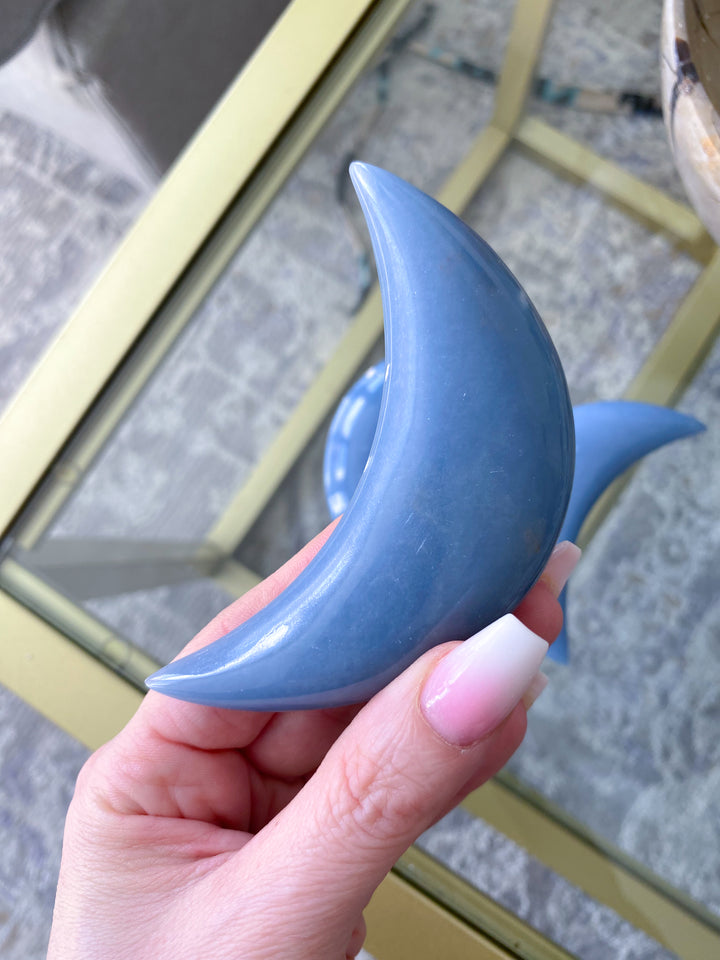Angelite Moon Carving