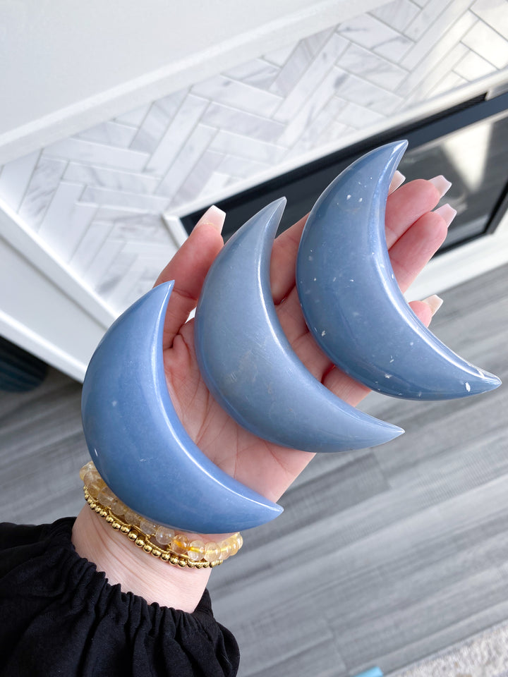 Angelite Moon Carving