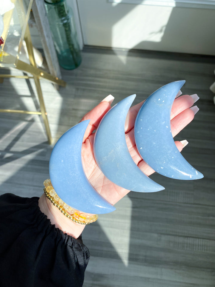 Angelite Moon Carving