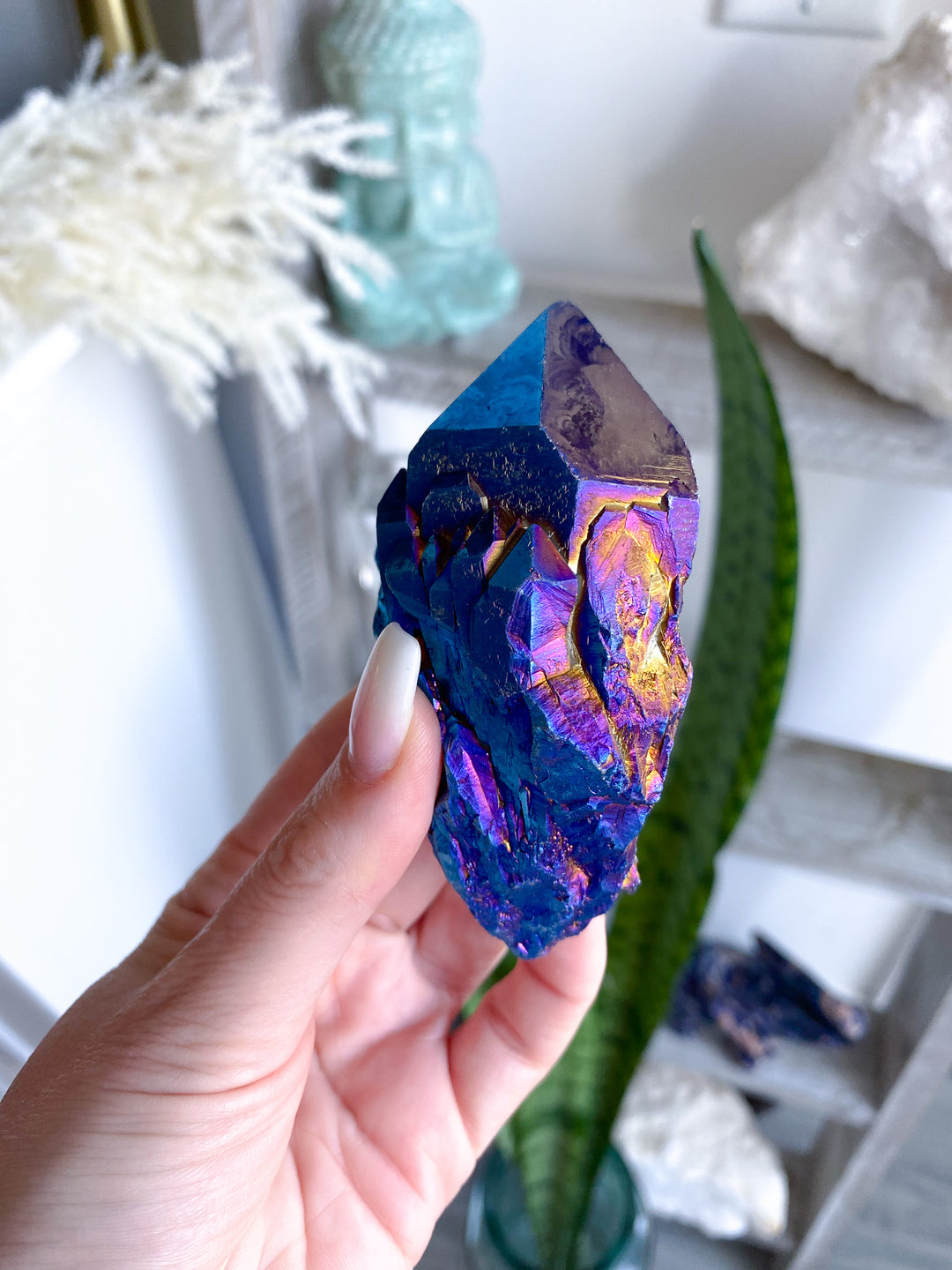 XL Blue Titanium Aura Quartz Point 