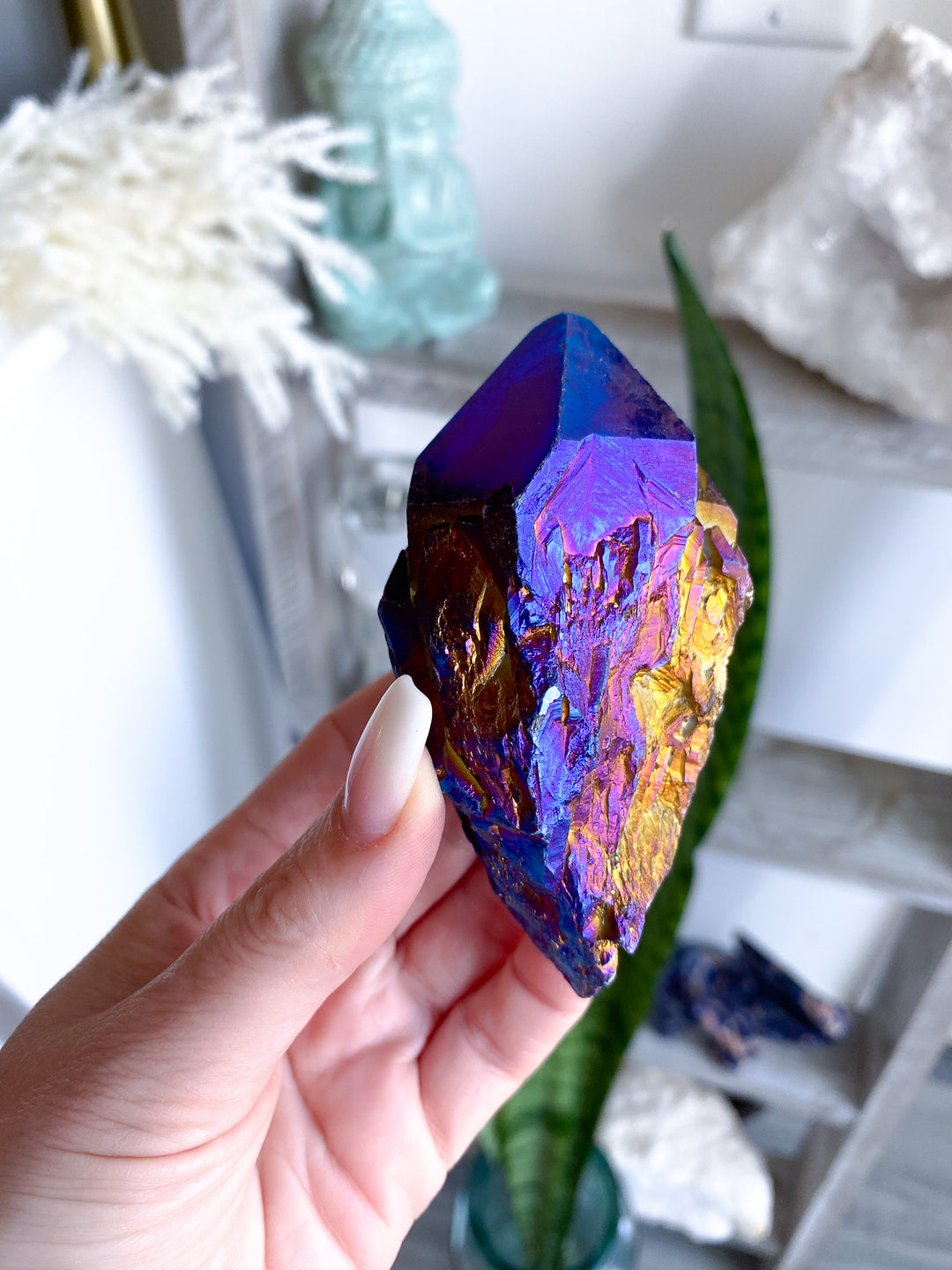 XL Blue Titanium Aura Quartz Point 