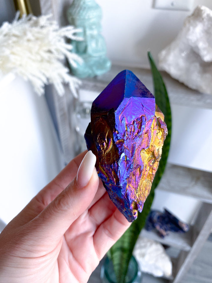XL Blue Titanium Aura Quartz Point 