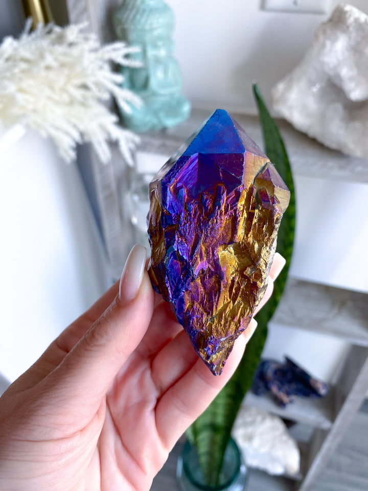 XL Blue Titanium Aura Quartz Point 