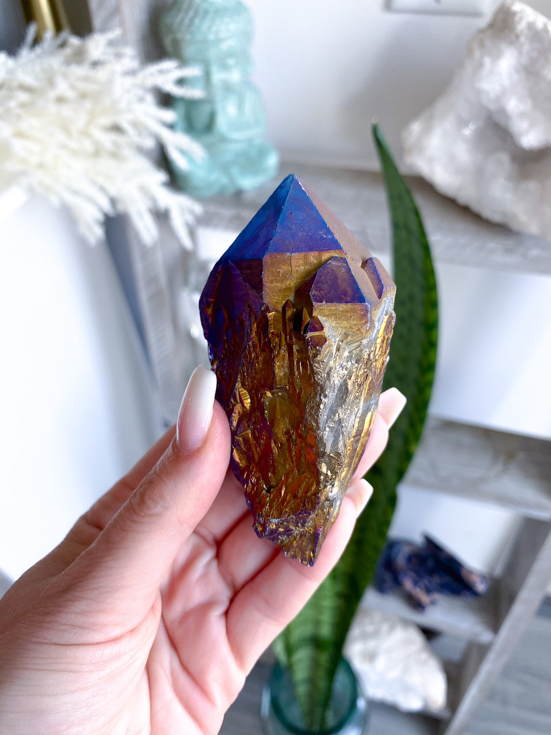 XL Blue Titanium Aura Quartz Point 