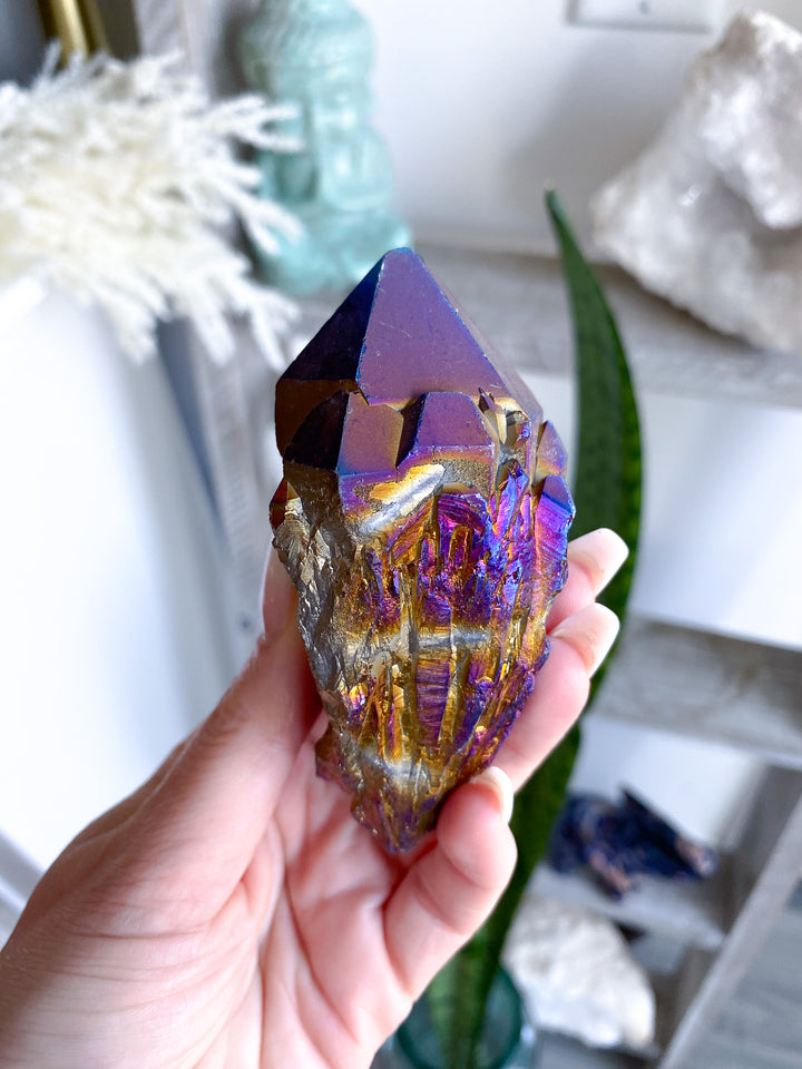 XL Blue Titanium Aura Quartz Point 