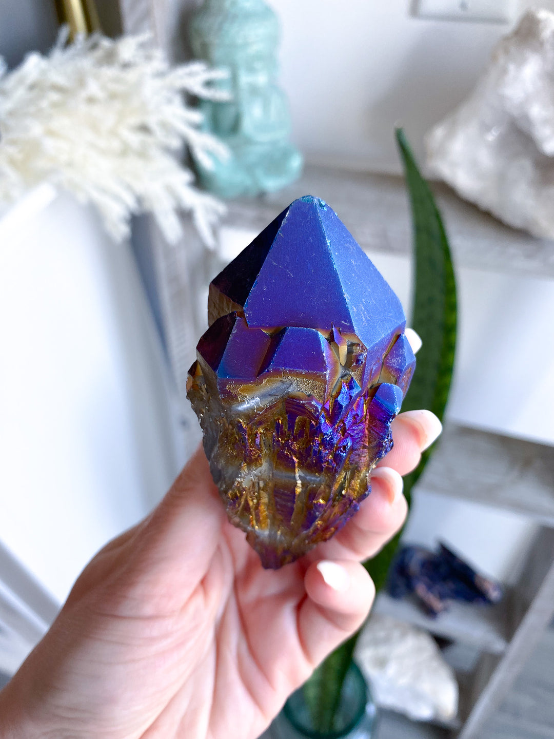 XL Blue Titanium Aura Quartz Point 