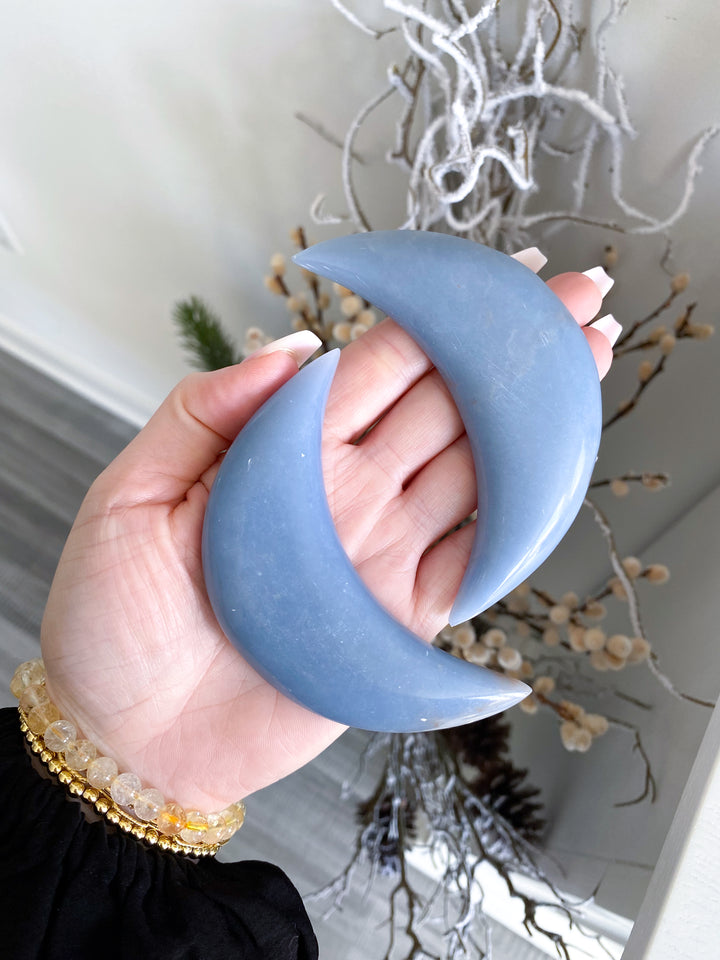Angelite Moon Carving