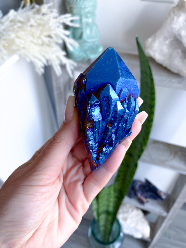 XL Blue Titanium Aura Quartz Point 