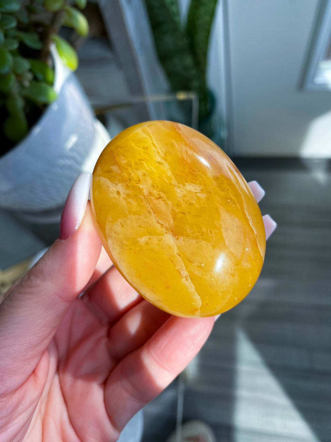 Marigold Yellow Aventurine Palm Stone