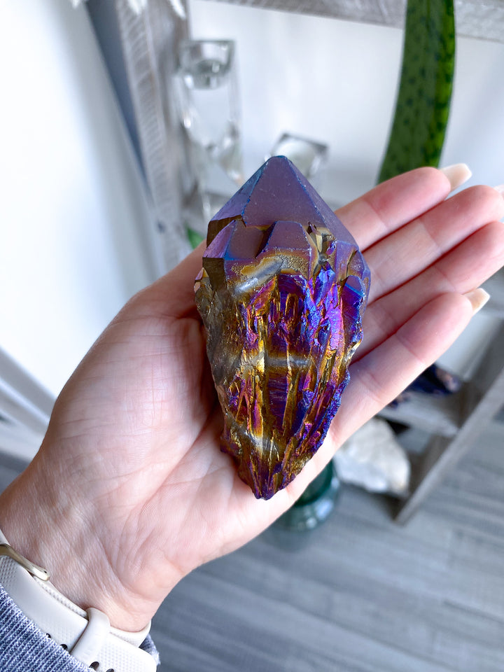 XL Blue Titanium Aura Quartz Point 
