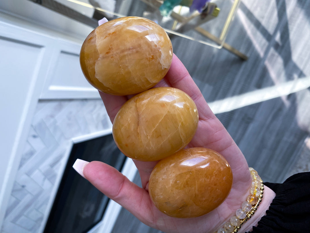 Marigold Yellow Aventurine Palm Stone