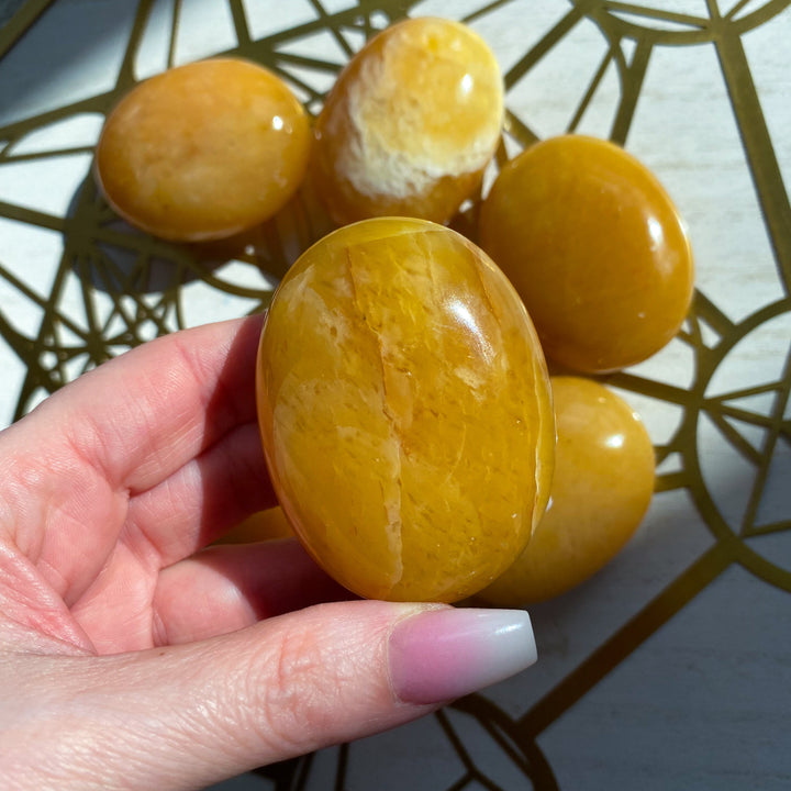 Marigold Yellow Aventurine Palm Stone