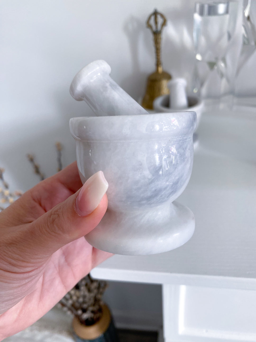 White Marble Mortar and Pestle