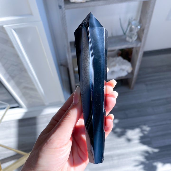 Imperfect Black Agate Wand 