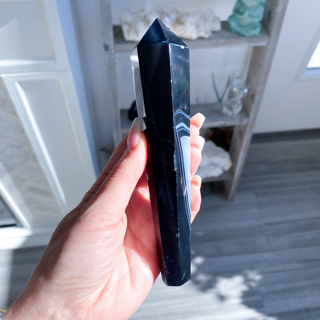 Imperfect Black Agate Wand 