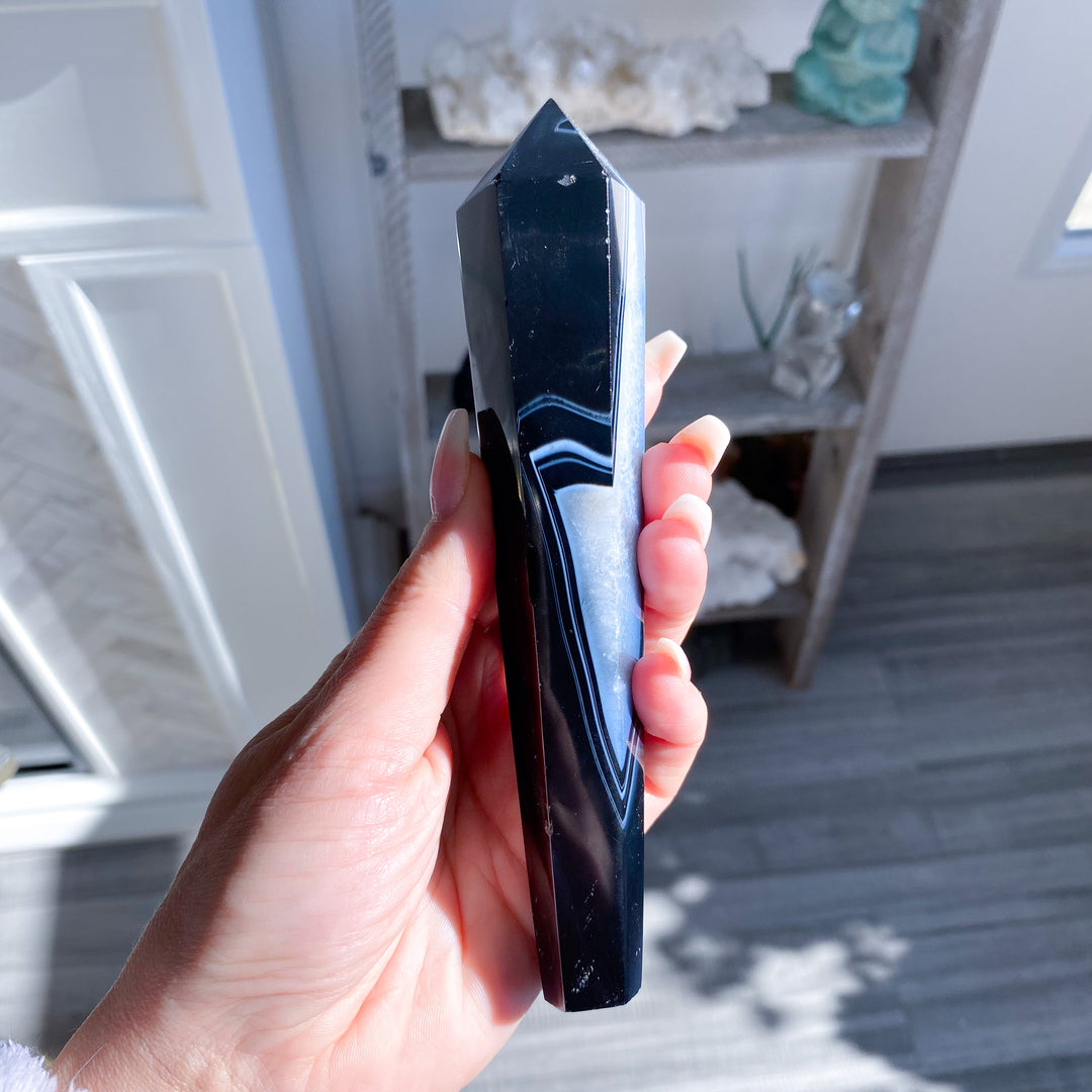 Imperfect Black Agate Wand 