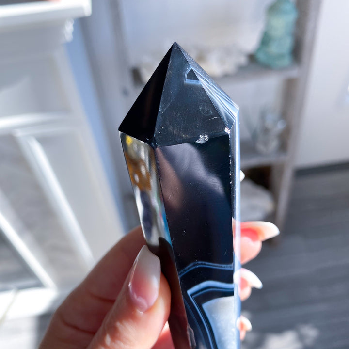 Imperfect Black Agate Wand 