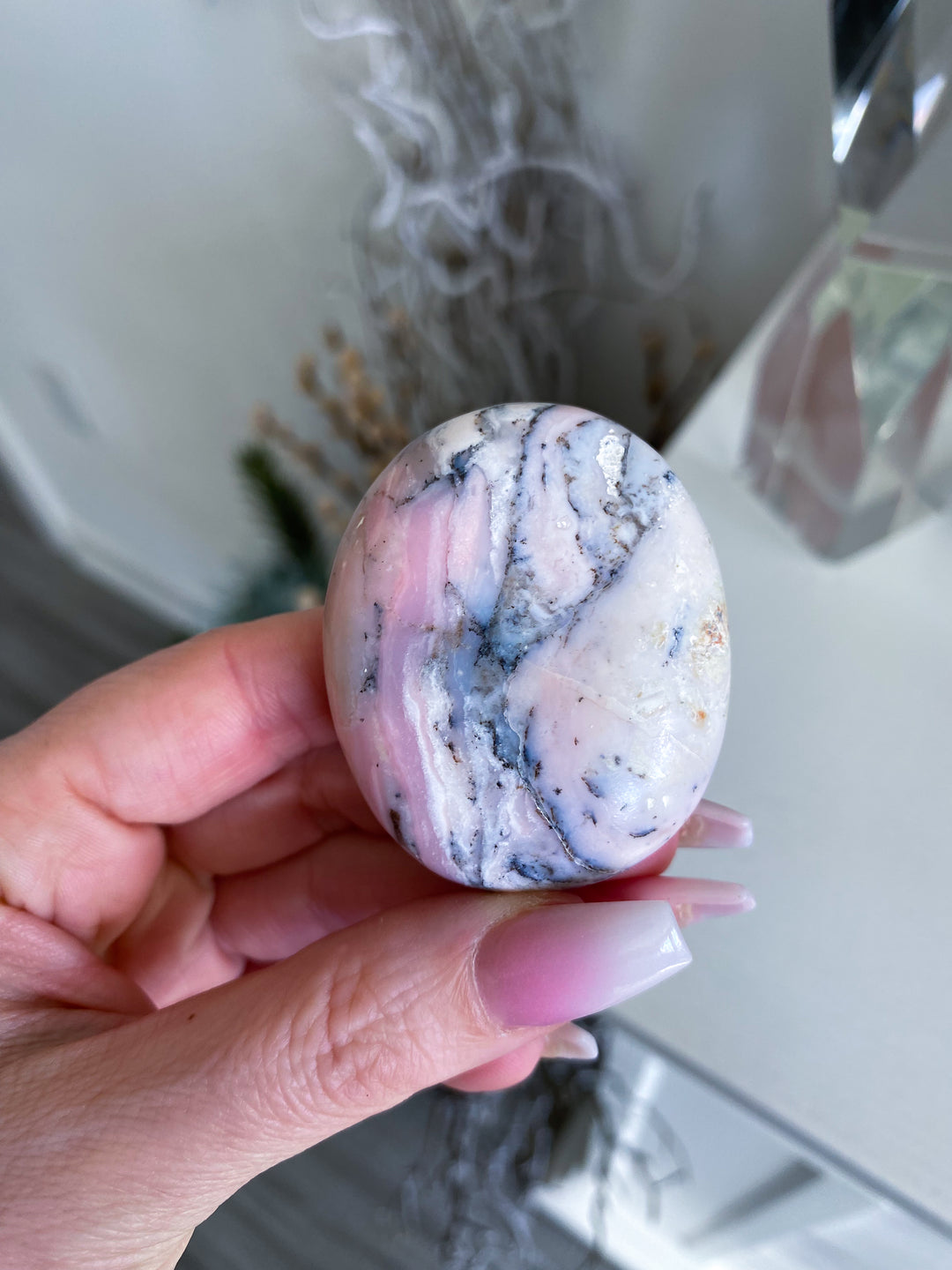 Small Pink Opal Palm Stone #1 - Get Exact Item