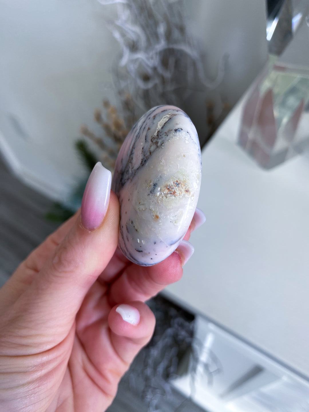 Small Pink Opal Palm Stone #1 - Get Exact Item
