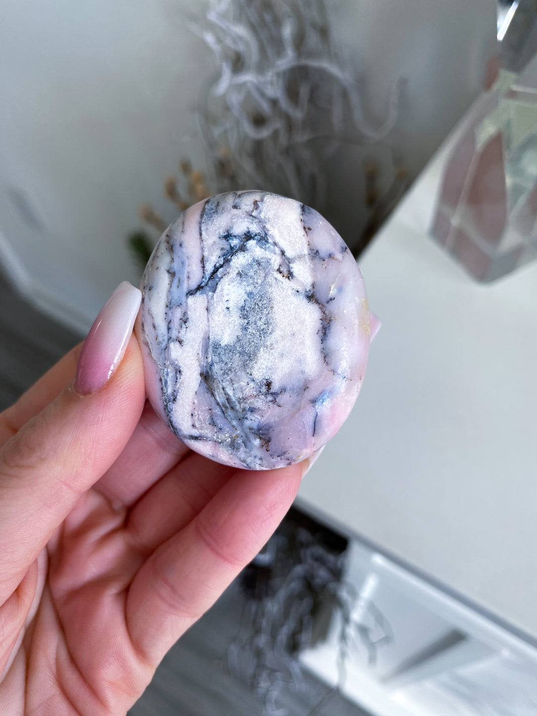 Small Pink Opal Palm Stone #1 - Get Exact Item