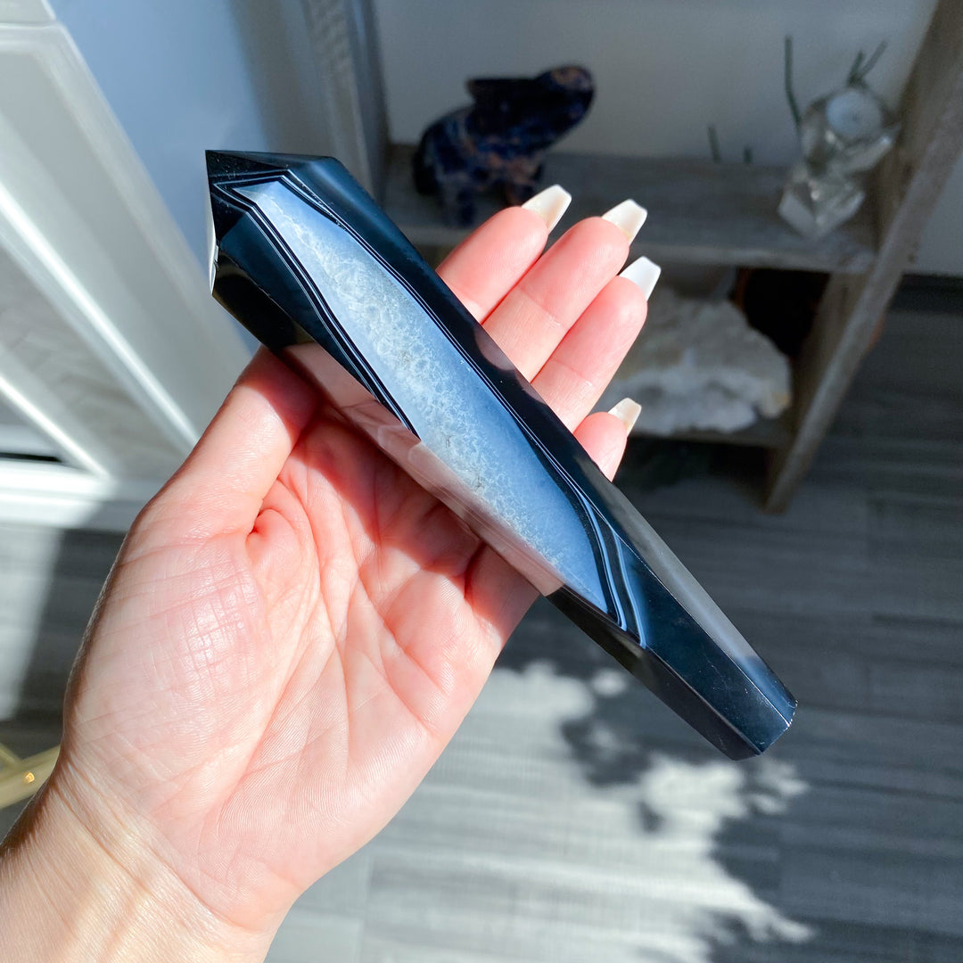 Imperfect Black Agate Wand 