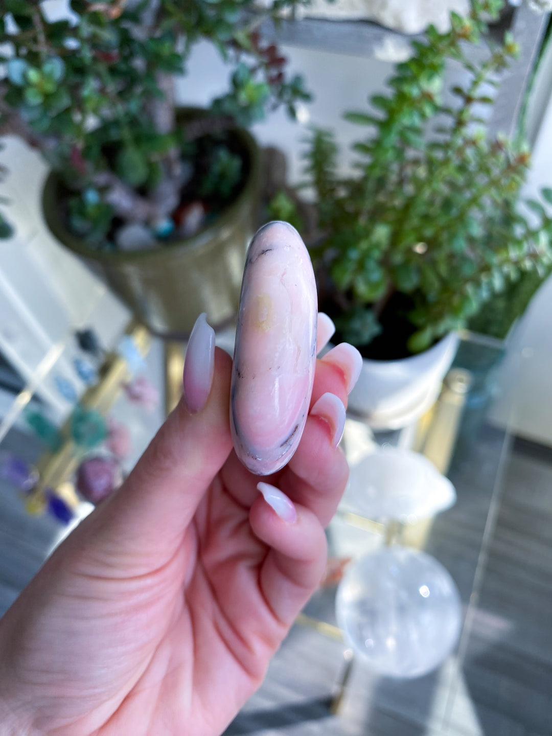 Small Pink Opal Palm Stone #1 - Get Exact Item