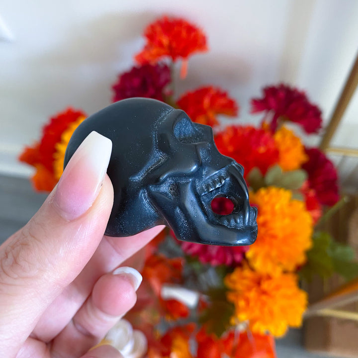 Black Obsidian Vampire Skull 