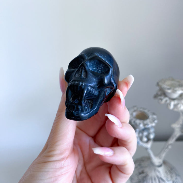 Black Obsidian Vampire Skull 