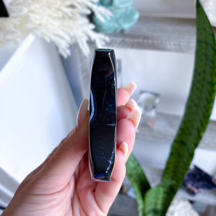 Black Agate Moon with Hematite 