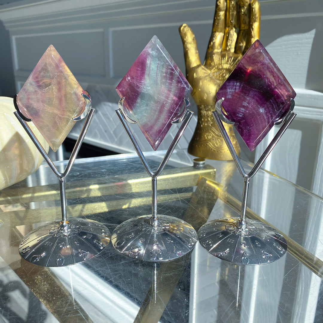 Imperfect Fluorite Diamond on Stand - Choose Your Piece