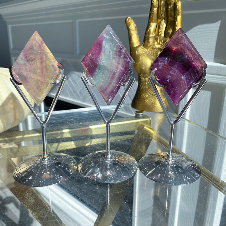 Imperfect Fluorite Diamond on Stand - Choose Your Piece
