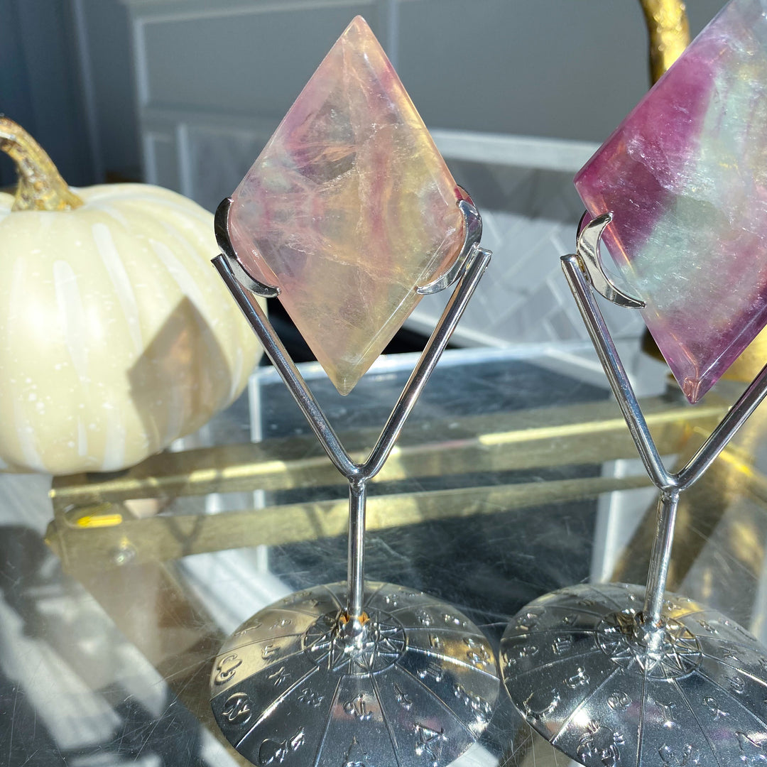 Imperfect Fluorite Diamond on Stand - Choose Your Piece