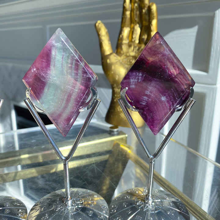 Imperfect Fluorite Diamond on Stand - Choose Your Piece