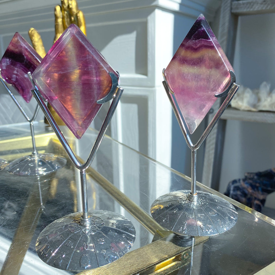 Imperfect Fluorite Diamond on Stand - Choose Your Piece